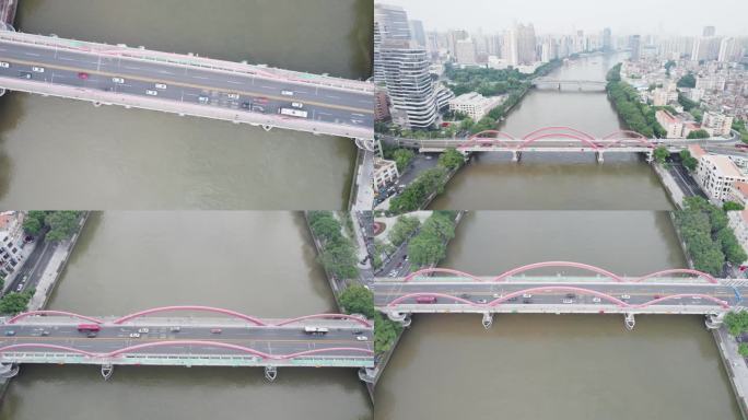航拍广州解放大桥航拍交通