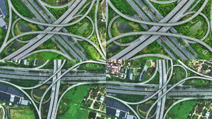 4K可商用环形立交桥公路基建高速公路