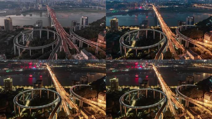 8K大气城市桥梁日落夜景延时摄影