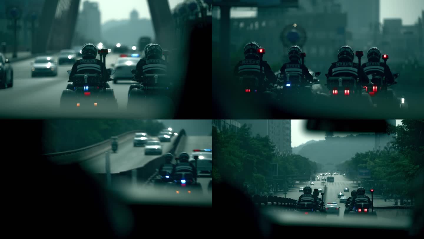 【阿莱】城市早高峰民警上班骑摩托车执勤