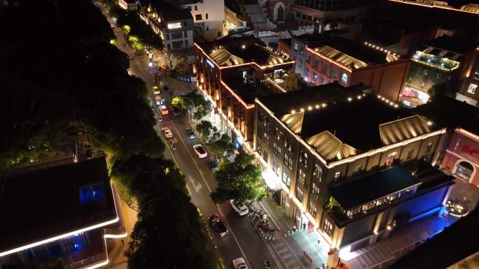 原创 福州老仓山烟台山夜景城市航拍风光