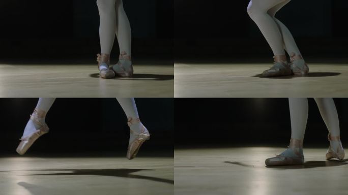 专业芭蕾舞者训练练习舞蹈踮起脚尖优美舞姿