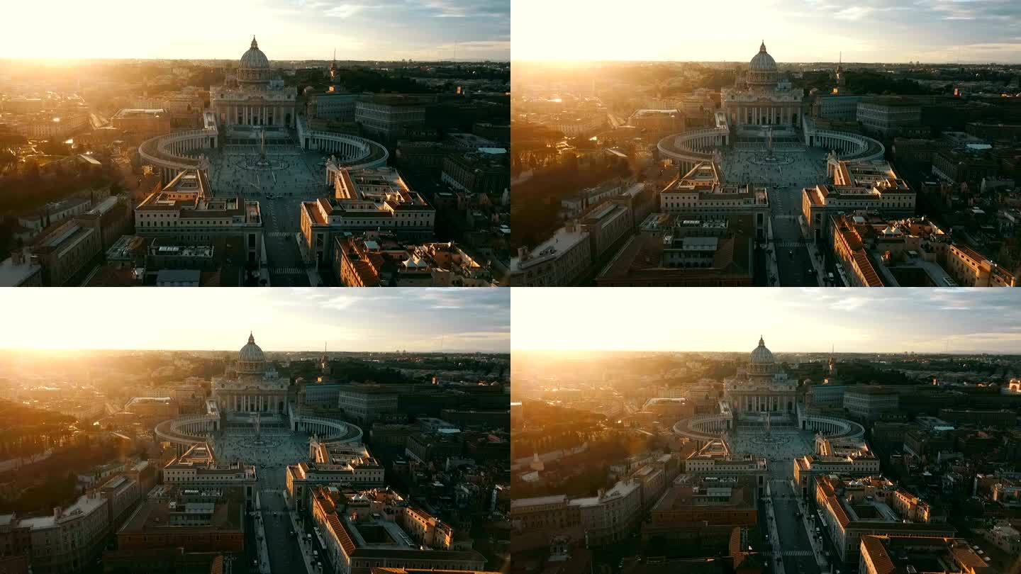 梵蒂冈城鸟瞰图记录片繁华建筑