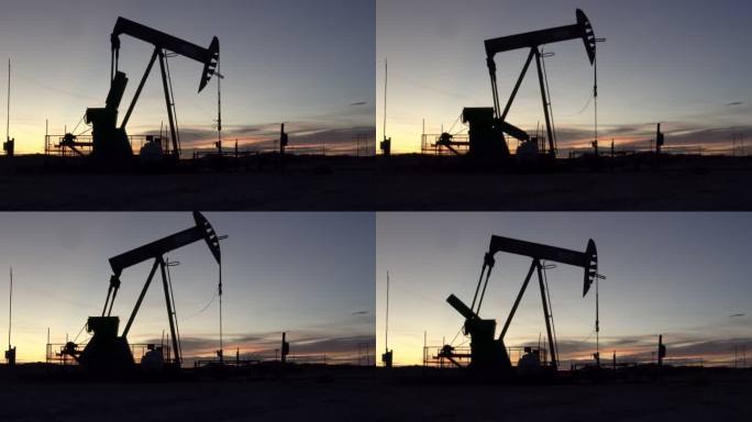 墨西哥新沙漠日落时的油泵千斤顶
