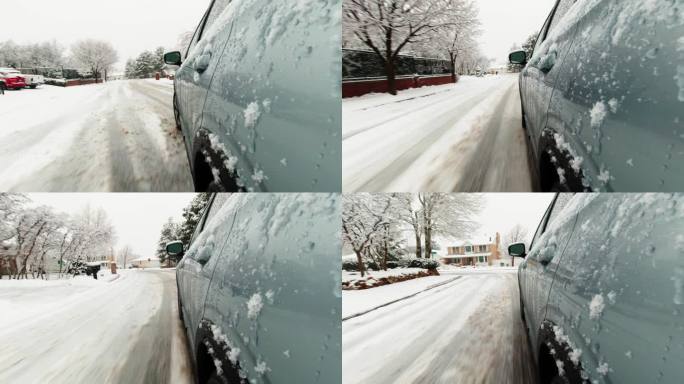 犹他州冬季驾驶下雪天冬天冬季雪花飘飘