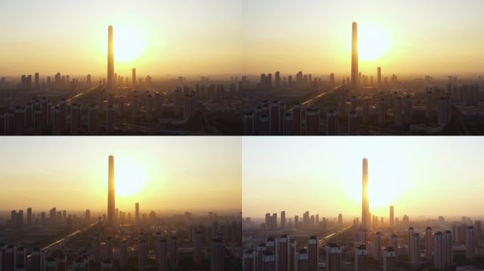 夕阳下的117大厦 摩天大楼 天津117