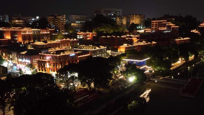 原创 福州老仓山烟台山夜景城市航拍风光