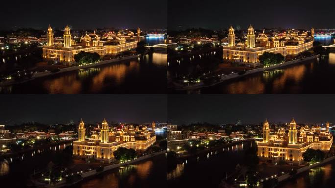 原创 福州中洲岛烟台山夜景城市航拍风光