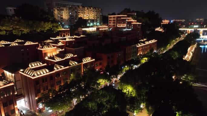 原创 福州老仓山烟台山夜景城市航拍风光