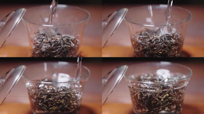 升格拍摄4k透明盖碗冲单丛茶