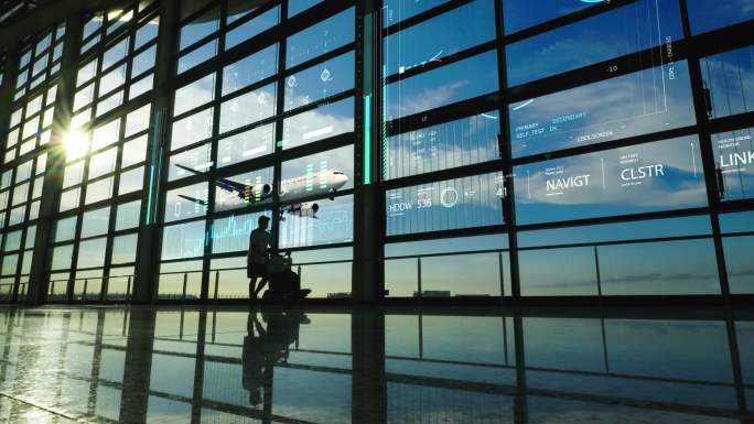 智慧交通机场科技数据机场大厅行李登机安检