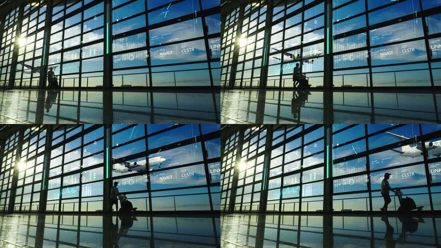 智慧交通机场科技数据机场大厅行李登机安检
