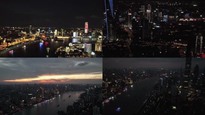 4K航拍上海城市夜景