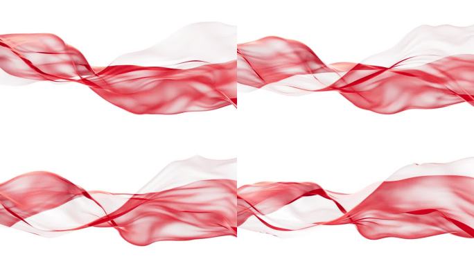 流动的红色半透明布料绸缎3D渲染