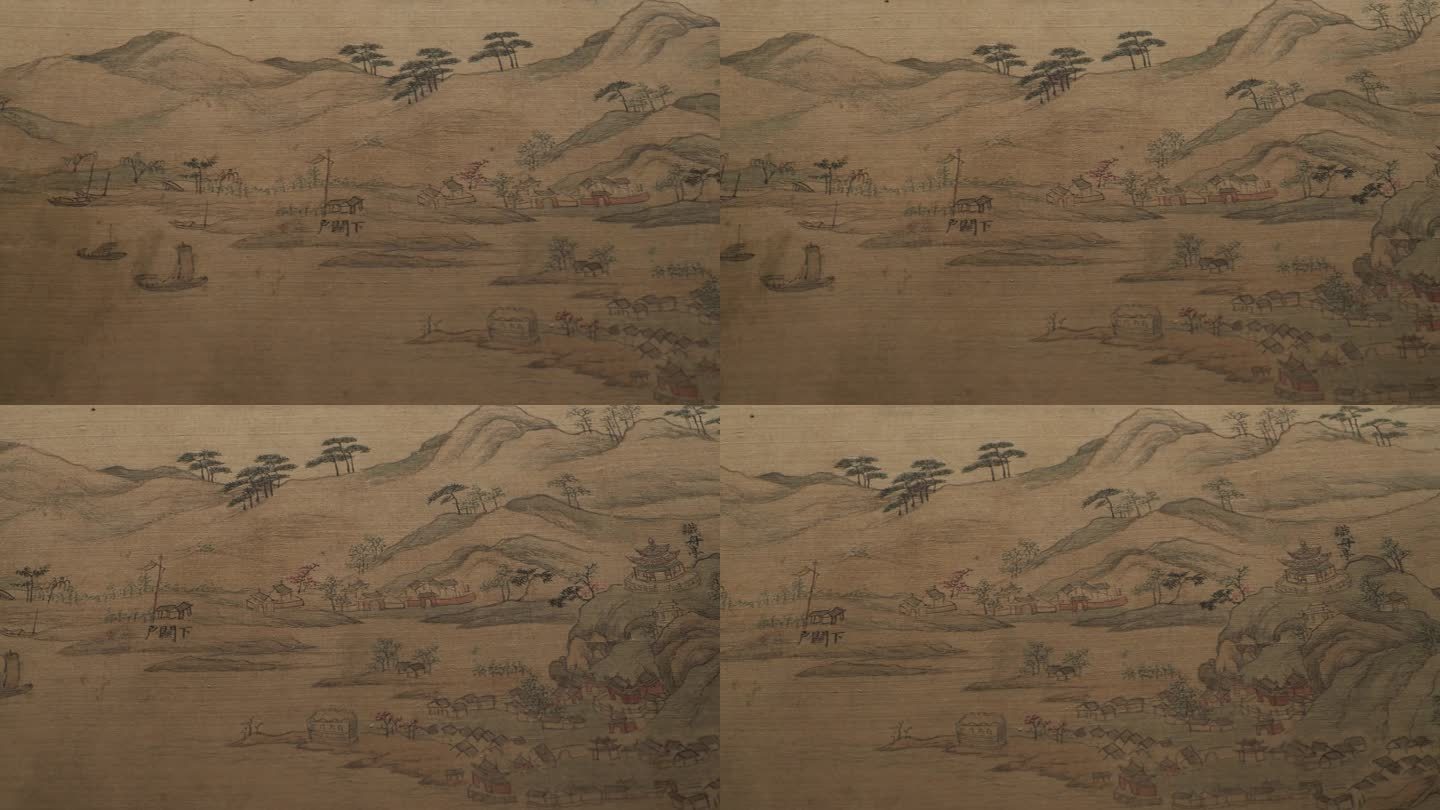 中国古代山水画清明上河图水墨画