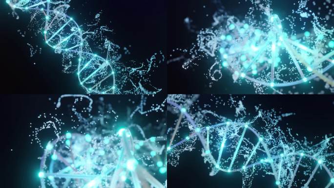 炫酷发光DNA基因螺旋体特效动画