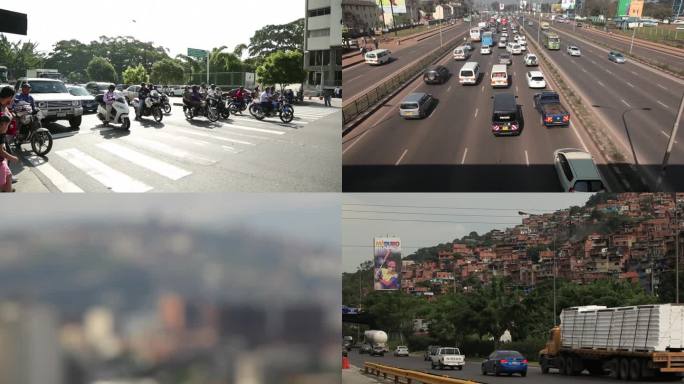 委内瑞拉加拉加斯车城市流人流空镜