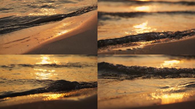 夕阳下的金色沙滩
