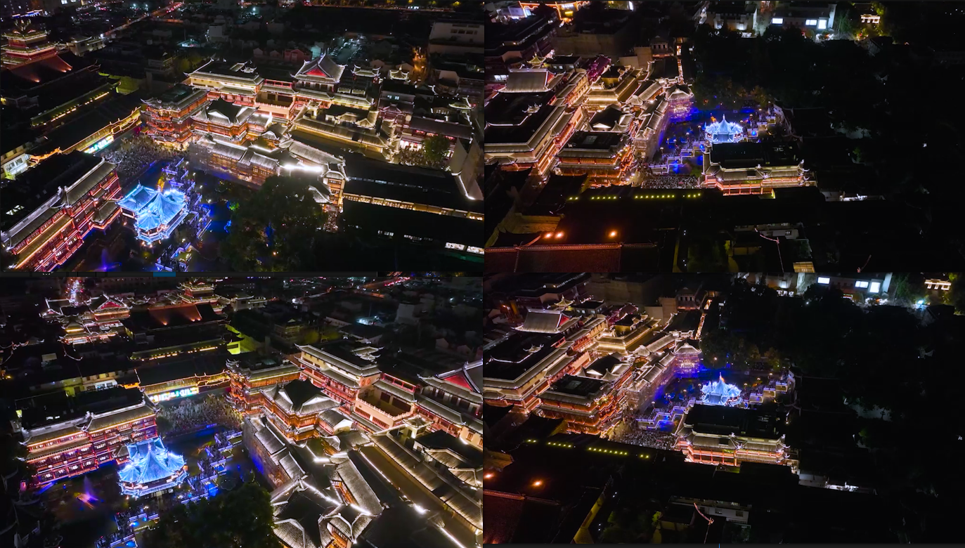 【4K60帧】上海豫园夜景航拍
