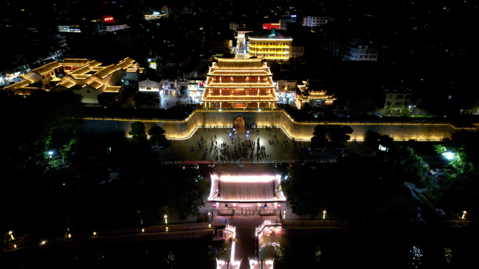 广东潮州夜景航拍