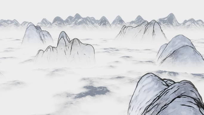 中国风水墨风格山水动画