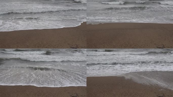 大海冲击浪花翻滚流动的水 海边海浪海水