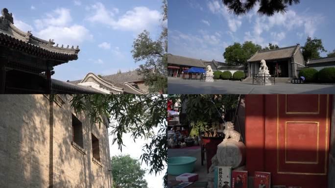 延时摄影传统古建筑石狮子青砖绿瓦空镜头