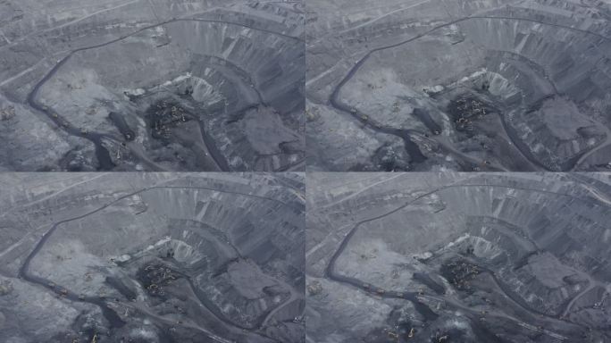 露天煤矿煤炭开采航拍视频