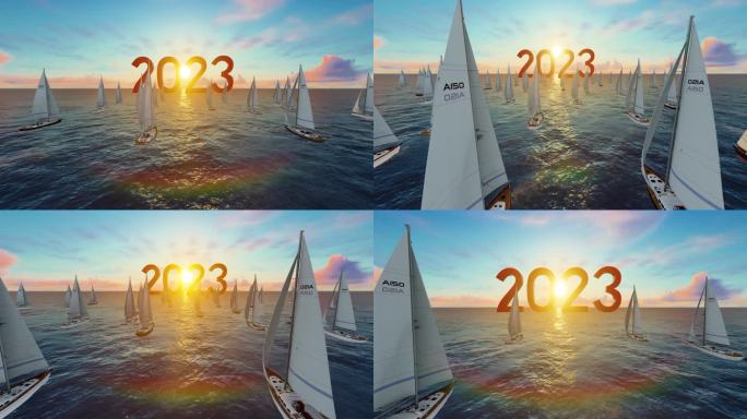 4K 海上帆船迎接2023