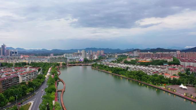 金华永康城市河道风景航拍