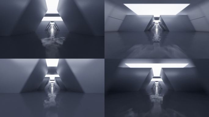 黑色科技感隧道空间3D渲染
