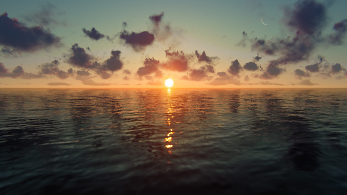 海上日出日落太阳升起