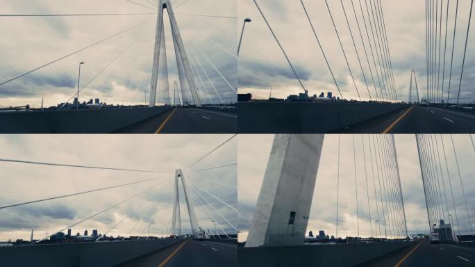 密苏里州圣路易斯附近70号州际公路上的斯坦·穆西亚尔退伍军人纪念桥（悬索桥），以及密苏里/伊利诺伊州