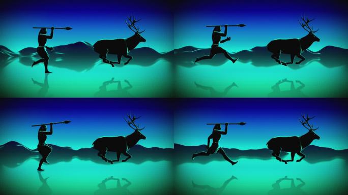 猎人和鹿01狩猎追杀麋鹿捕猎时代