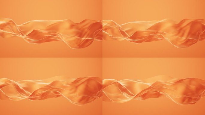流动的橙色半透明布料3D渲染