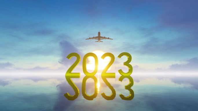 4K飞机飞越2023新年元旦
