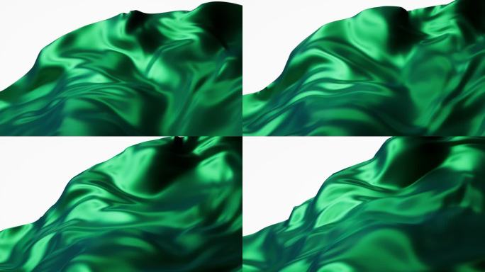 流动的绿色光泽布料3D渲染