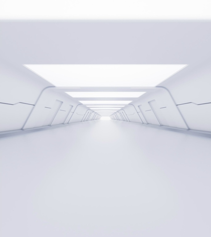 白色科技感简约隧道3D渲染