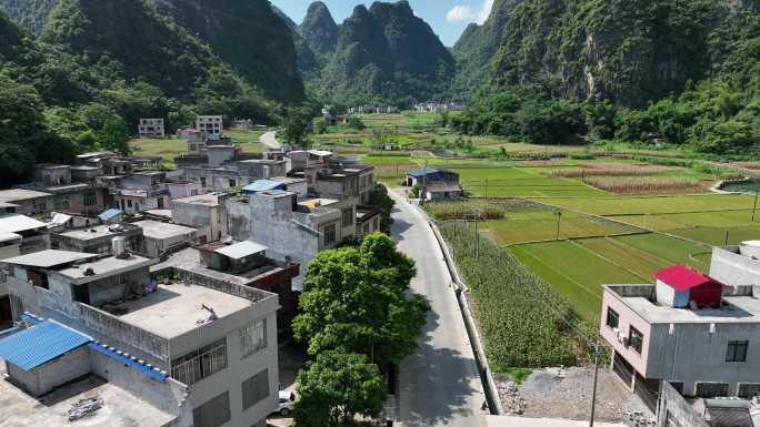 广西山村乡村公路省道县道农田耕地农村航拍