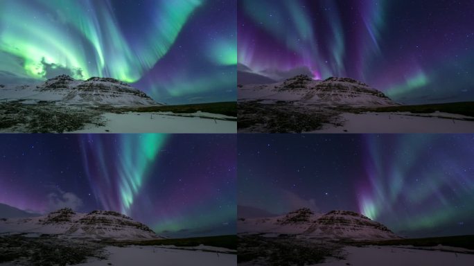 4K延时：冰岛科克朱菲尔的北极光