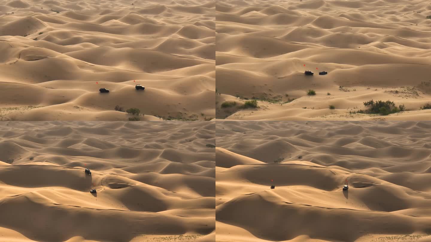 库布齐沙漠越野拉力比赛航拍4K