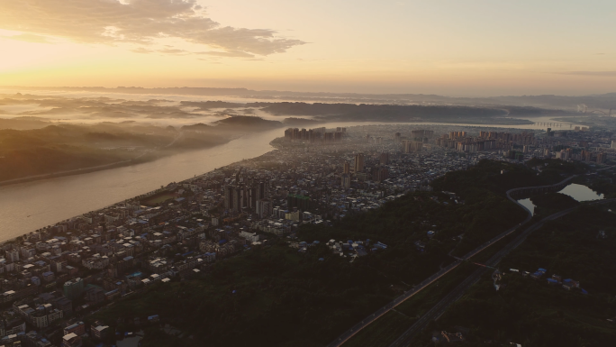 日出城市云海美景