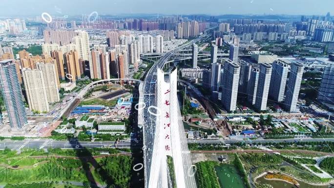 武汉二七长江大桥科技线条