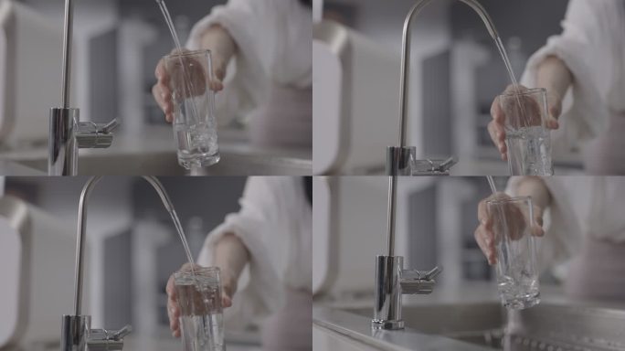 接水，水杯接水，玻璃杯，纯净水，厨卫