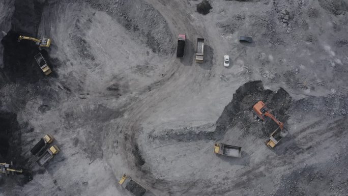 露天煤矿煤炭开采航拍视频