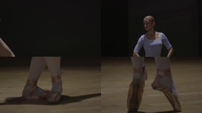 专业芭蕾舞者训练练习舞蹈踮起脚尖优美舞姿