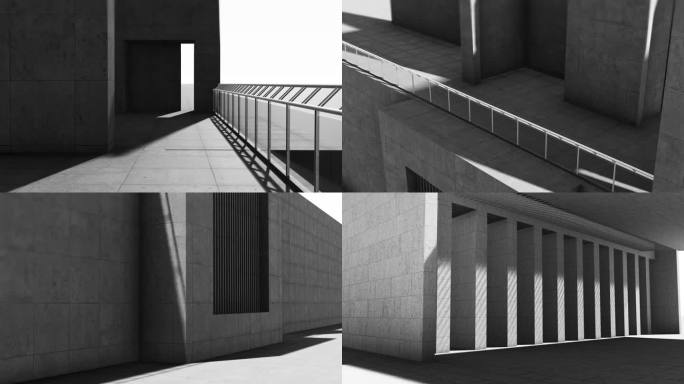 黑白灰空间建筑房地产光影创意意境视频素材