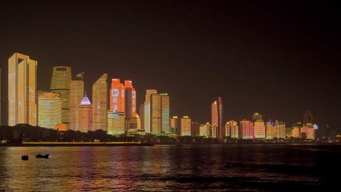 青岛繁华的都市夜景