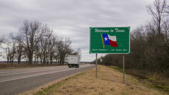 德克萨斯州Timelapse欢迎标志