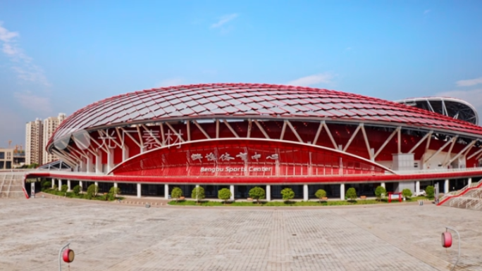 4K蚌埠体育馆奥林匹克体育中心足球场航拍